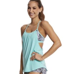 NWT TYR Tankini Swim Top Womens L (10/12) Light Support Gray/Mint Lavare Shea